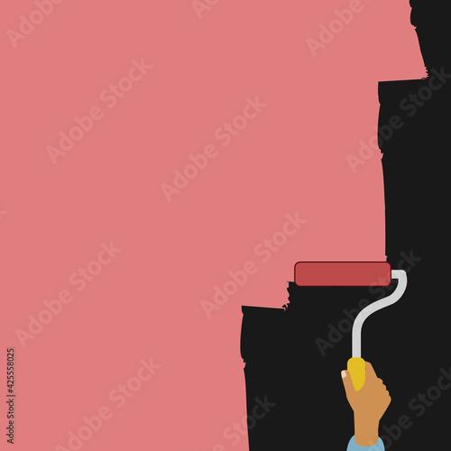 Painting wall with roller