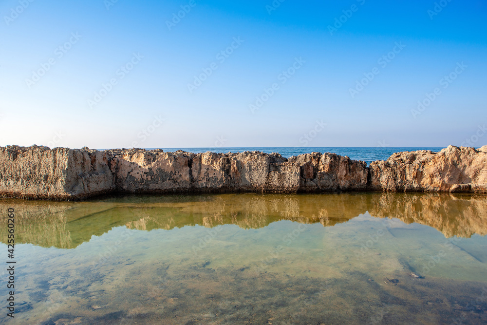 A beautiful summer landscape of a rocky beach in Ayia Napa, Cyprus