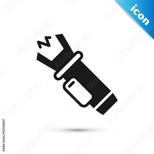 Grey Police electric shocker icon isolated on white background. Shocker for protection. Taser is an electric weapon. Vector