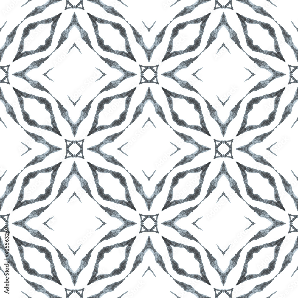 Fototapeta premium Oriental arabesque hand drawn border. Black and