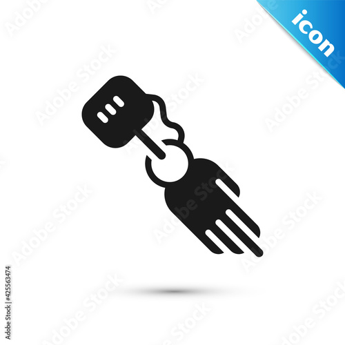 Grey Prosthesis hand icon isolated on white background. Futuristic concept of bionic arm, robotic mechanical hand. Vector