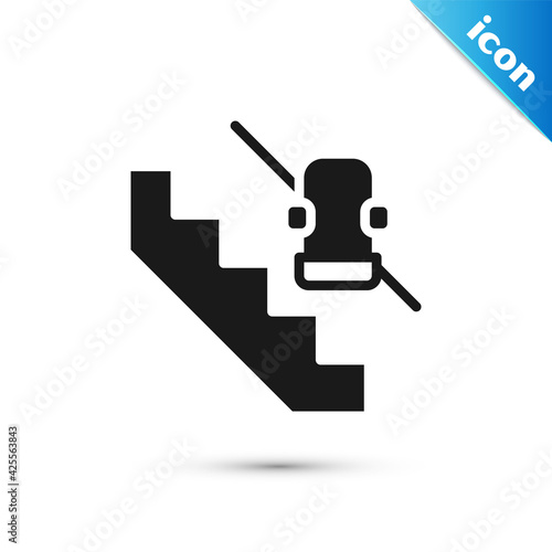 Grey Disabled access elevator lift escalator icon isolated on white background. Movable mechanical chair platform for handicapped human. Vector
