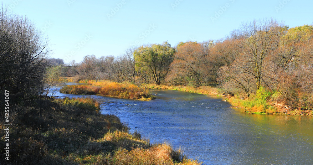 View of the Conestoga River in St Jacobs, Ontario, Canada