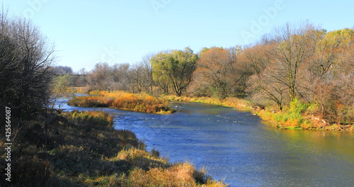 View of the Conestoga River in St Jacobs, Ontario, Canada