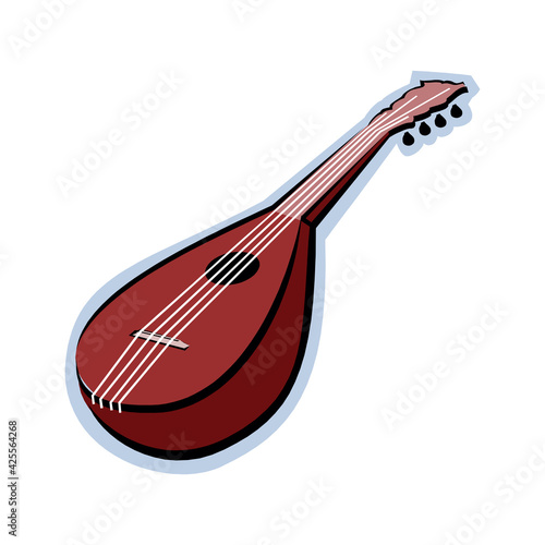 Musical instruments series. Traditional Ukrainian kobza, isolated on white background. Vector illustration photo