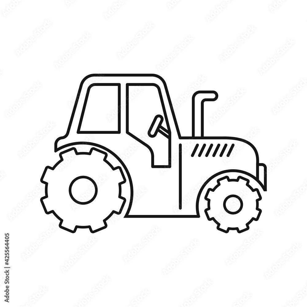 Obraz premium Simple tractor vector illustration with linear style isolated on white background. Line tractor icon