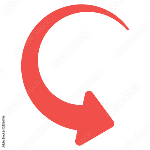 A modern style icon of curve clockwise arrow