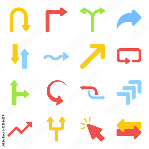 Pack of Directional Arrows Flat Icons 