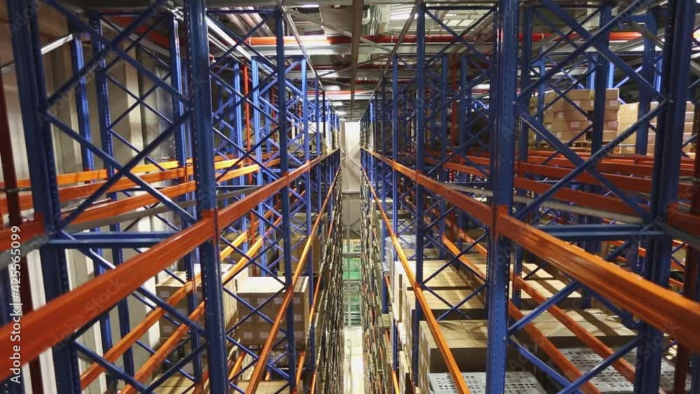 Distribution Warehouse High Rack Storage Aisle Going Down Distribution Warehouse High Rack Storage Aisle Going Down