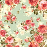  Watercolor roses seamless pattern