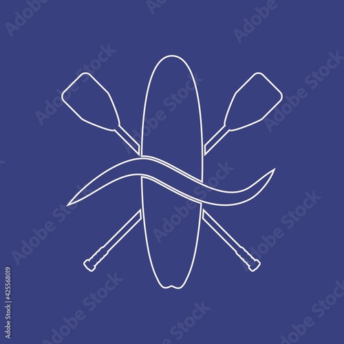 Stand up paddle boarding flat emblem illustration