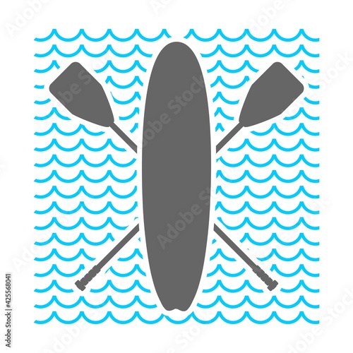 Stand up paddle boarding flat emblem illustration