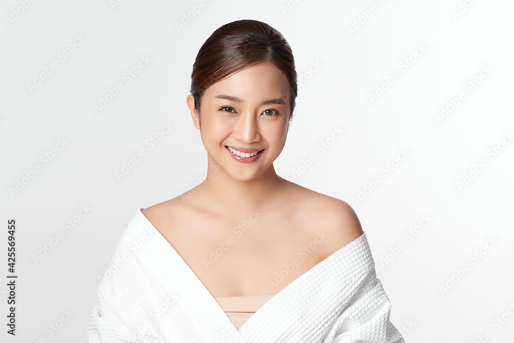Beautiful young asian woman with clean fresh skin on white background, Face care, Facial treatment, Cosmetology, beauty and spa, Asian women portrait Beautiful young asian woman with clean fresh skin on white background, Face care, Facial treatment, Cosmetology, beauty and spa, Asian women portrait