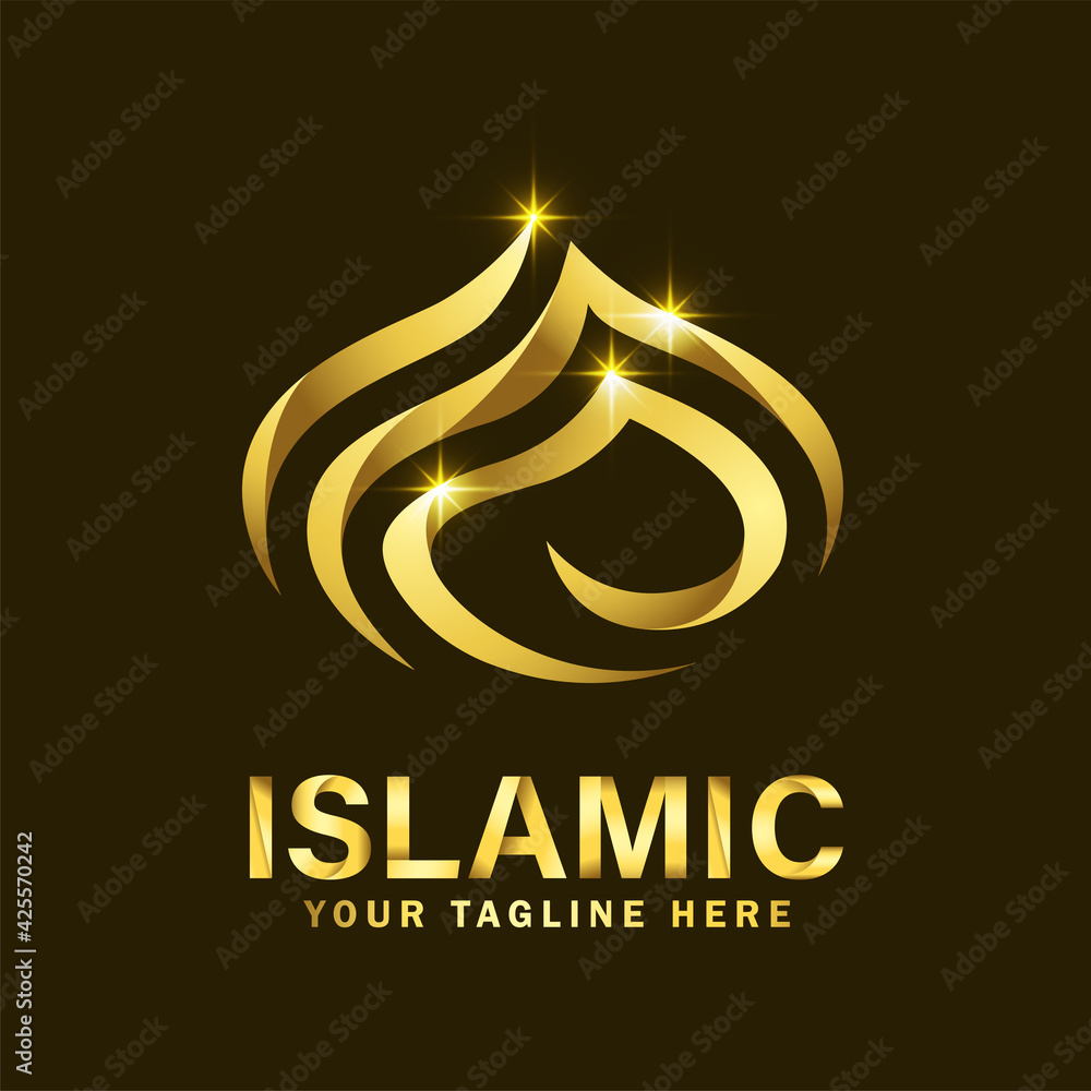 Islamic Gold Color and Luxury Logo Design. Luxury Mosque Logo Design ...