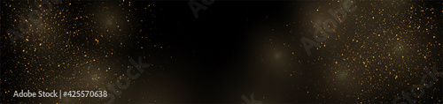 Golden luxury shiny bokeh lights banner design. Sparkling confetti background. Vector Christmas particles illustration