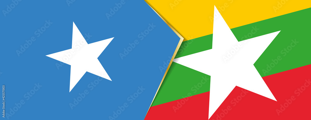 Somalia and Myanmar flags, two vector flags. Somalia and Myanmar flags, two vector flags.