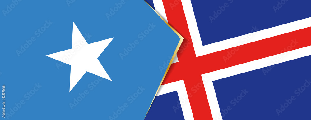 Somalia and Iceland flags, two vector flags.