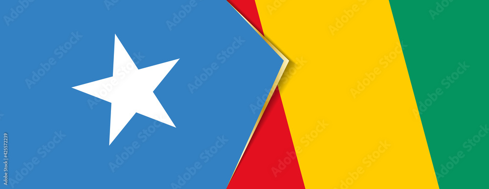 Somalia and Guinea flags, two vector flags. Somalia and Guinea flags, two vector flags.
