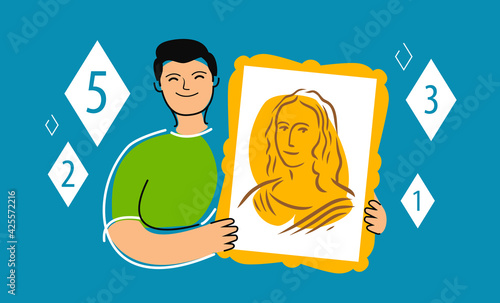NFT ART, non-fungible token. Innovation digital technology. Auction concept vector illustration