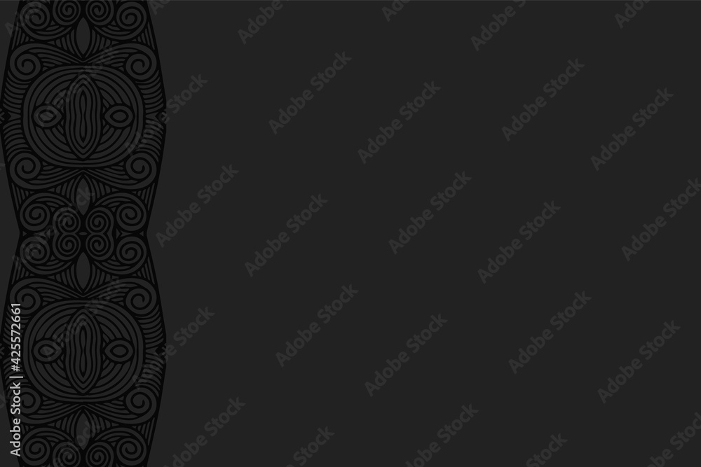 Geometric volumetric convex black background. Ethnic African, Mexican, Indian motives. 3D relief pattern in doodling style. Colorful decorative ornament. Vertical insert. Geometric volumetric convex black background. Ethnic African, Mexican, Indian motives. 3D relief pattern in doodling style. Colorful decorative ornament. Vertical insert.