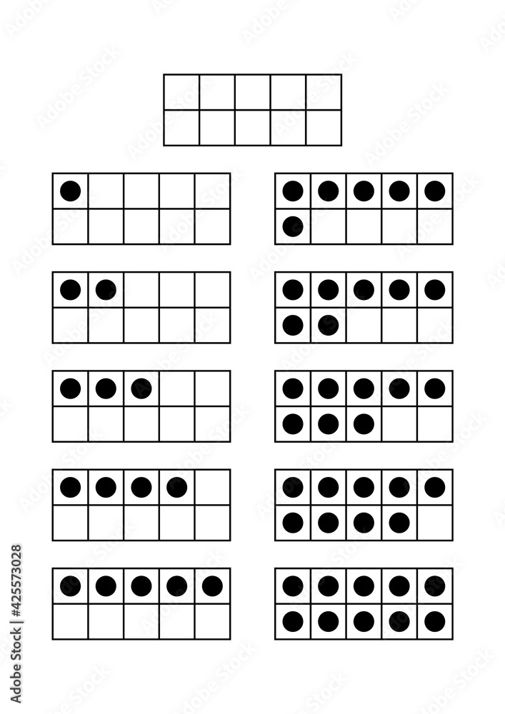 Ten frames card worksheet. Clipart image Stock Vector Adobe Stock