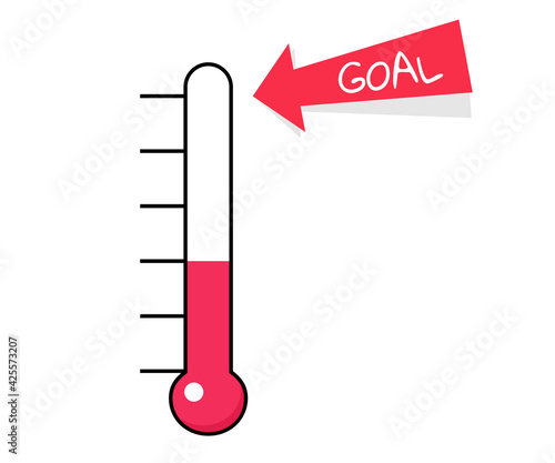 Fundraiser goal thermometer icon. Clipart image isolated on white background