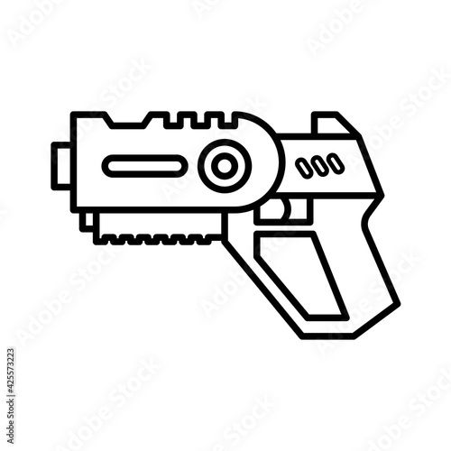 Laser tag gun outline icon. Clipart image isolated on white background photo