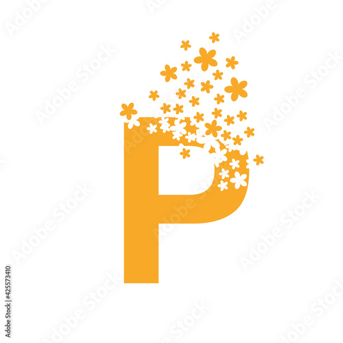 The letter P dissolves into a cloud of flowers