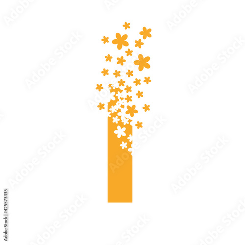 The letter I dissolves into a cloud of flowers
