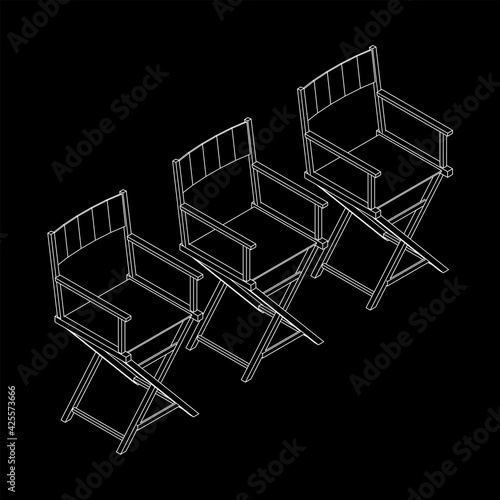 Director movie workplace chair. Wireframe low poly mesh vector illustration photo