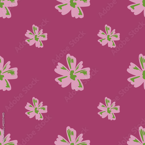Pink palette seamless pattern with doodle abstract flower bud elements. Creative botanical ornament.