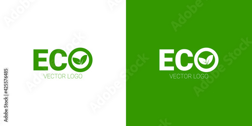 Ecology organic leaves emblems, elements. Vector green logo.