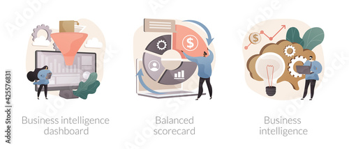 Performance data visualization abstract concept vector illustrations.