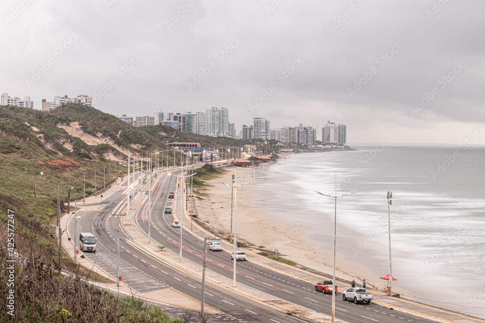 view of highway beach in maranhao, brazil