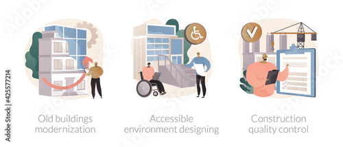 Building and rennovation abstract concept vector illustrations.