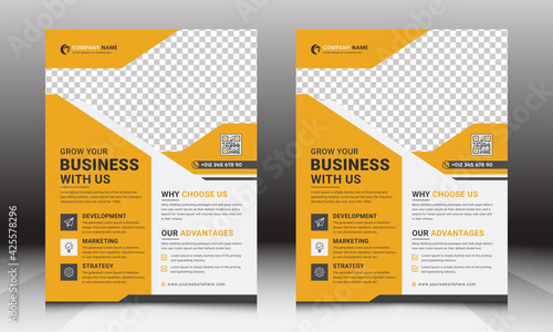 Modern Simple Yellow Corporate Flyer Vector Template Design with Creative Shapes