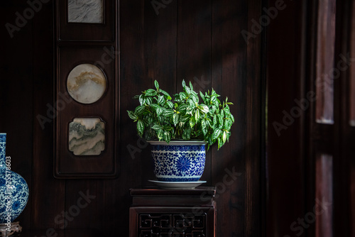porcelain view in ancient room.this porcelain is from old era