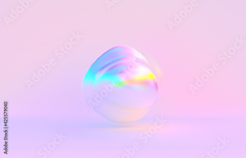 Abstract geometric crystal background, iridescent texture, faceted gem. 3d rendering.
