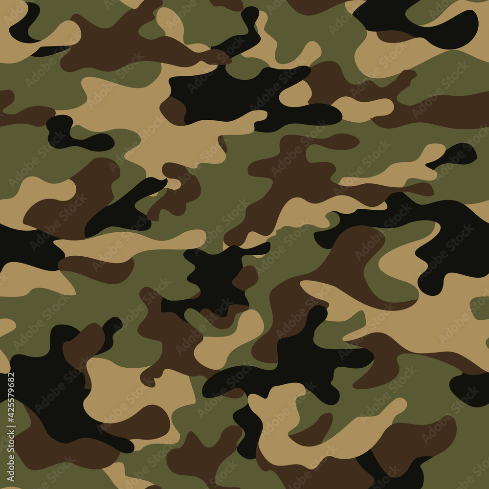Fototapeta premium Camouflage pattern background seamless vector illustration. Military fashionable abstract geometric texture