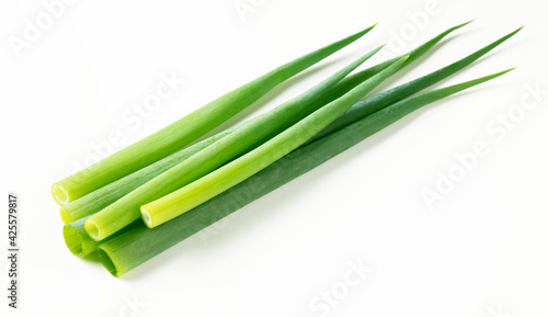 Green onions bunch isolated on white background