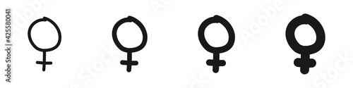 Set of hand-drawn woman symbol Isolated on white background. Gender. Doodle style. Vector illustration