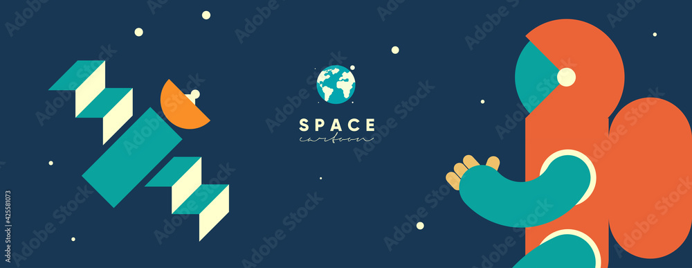 Space. Cosmos. Vector illustrations. Simple flat illustrations about space and the science of the universe.Wallpaper, poster, cover.