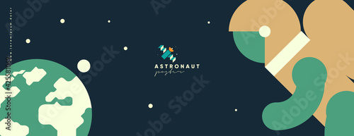 Space. Cosmos. Vector illustrations. Simple flat illustrations about space and the science of the universe.Wallpaper, poster, cover.