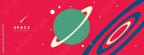 Space. Cosmos. Vector illustrations. Simple flat illustrations about space and the science of the universe.Wallpaper, poster, cover.