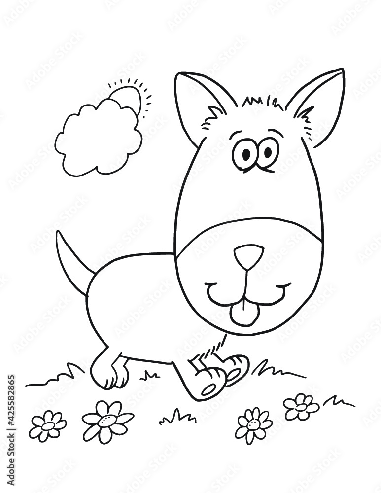 Obraz premium Cute Puppy Dog Coloring Book Page Vector Illustration Art