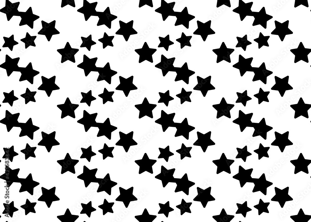 Black stars on a white background. Seamless texture. For wrapping paper ...