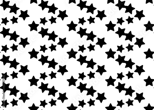 Black stars on a white background. Seamless texture. For wrapping paper, and fabric.