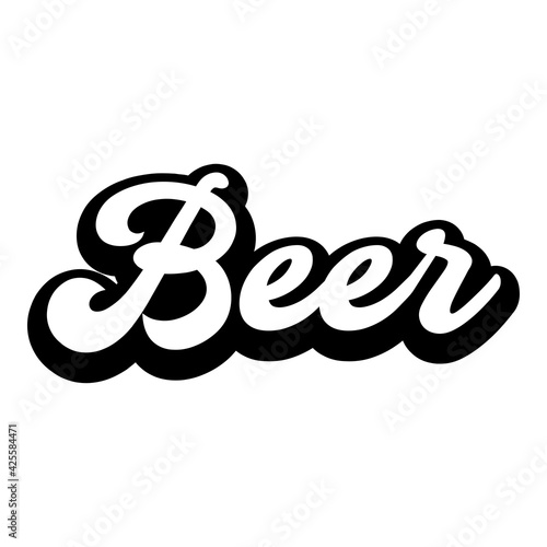 Logotipo con texto manuscrito Beer escrito a mano con sombra en color negro