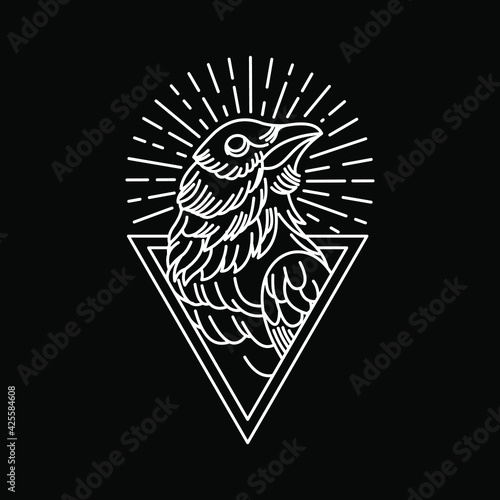 awesome raven bird monoline 