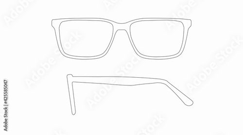 Vector isolated Illustration of a Glasses Frame. Black glasses Frame Front and Side View